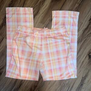 Soft Sensations Pink Orange Checkered Plaid Comfy Pajama Pants Size Medium